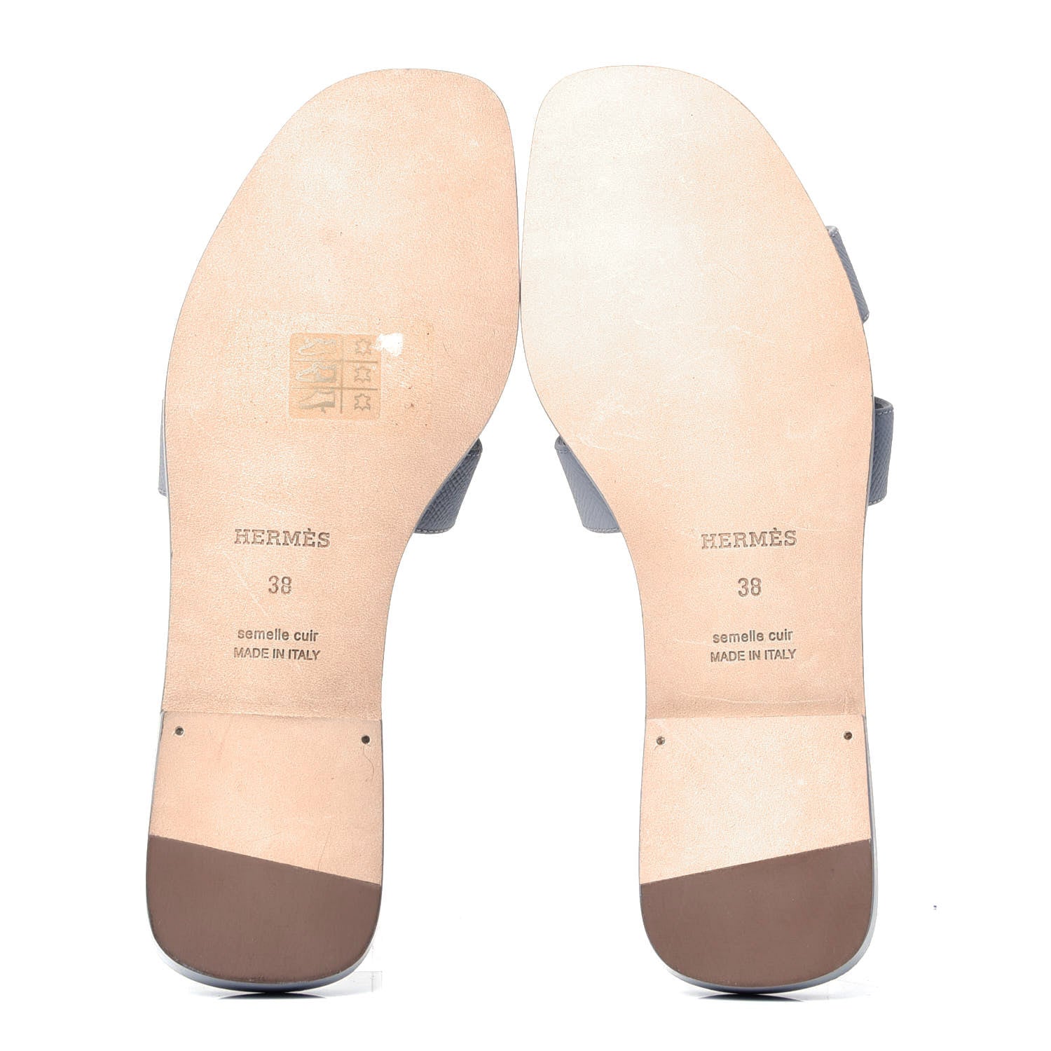 Hermes Epsom Oran Sandals 38 Bleu Glacier 6 of 6