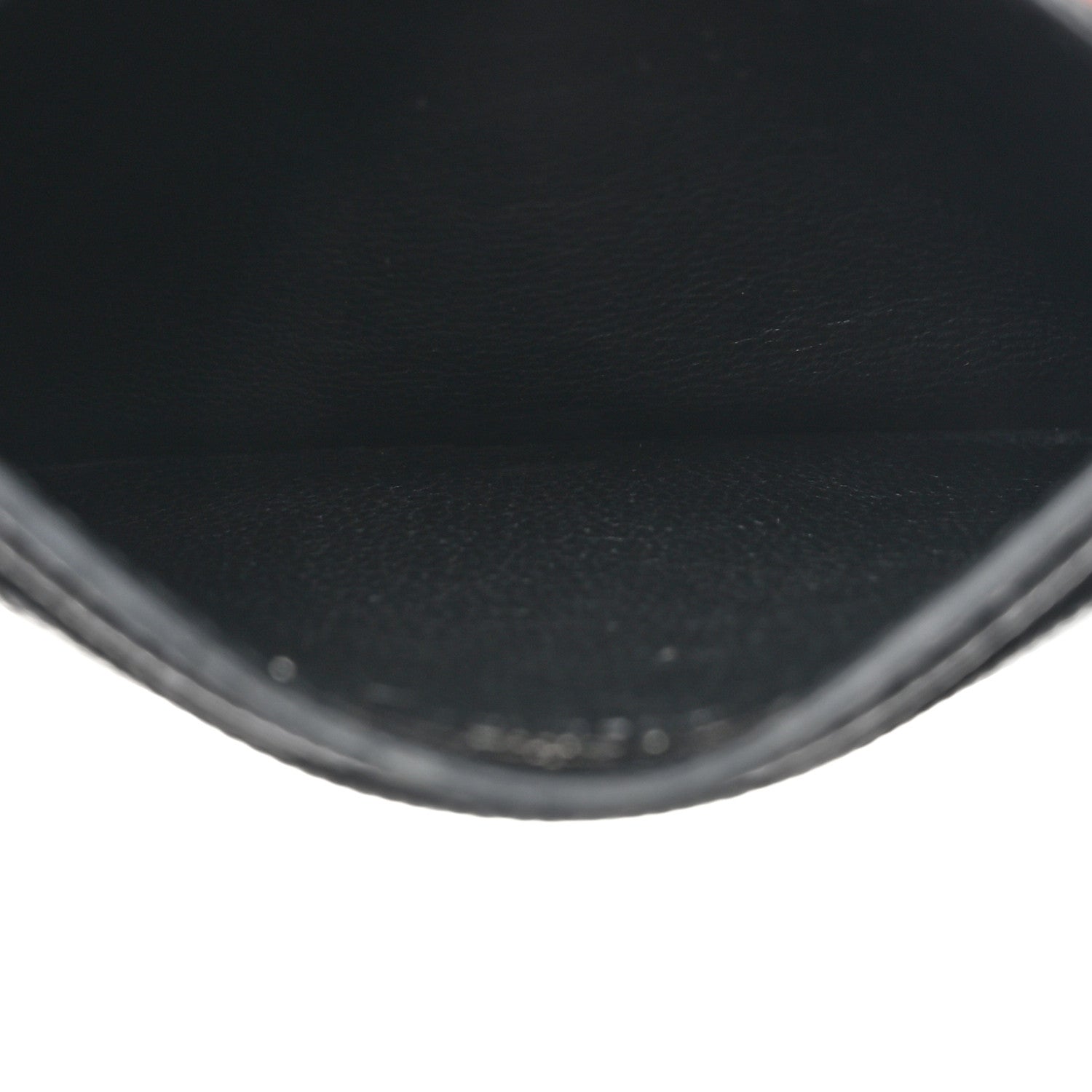 Saint Laurent Grain De Poudre Matelasse Chevron Monochrome Monogram Credit Card Case Black 5 of 8