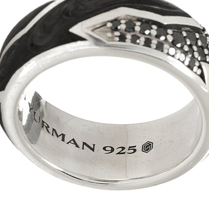 David Yurman Sterling Silver Black Diamond Forged Carbon Beveled Band Ring 63 10.25 5 of 6