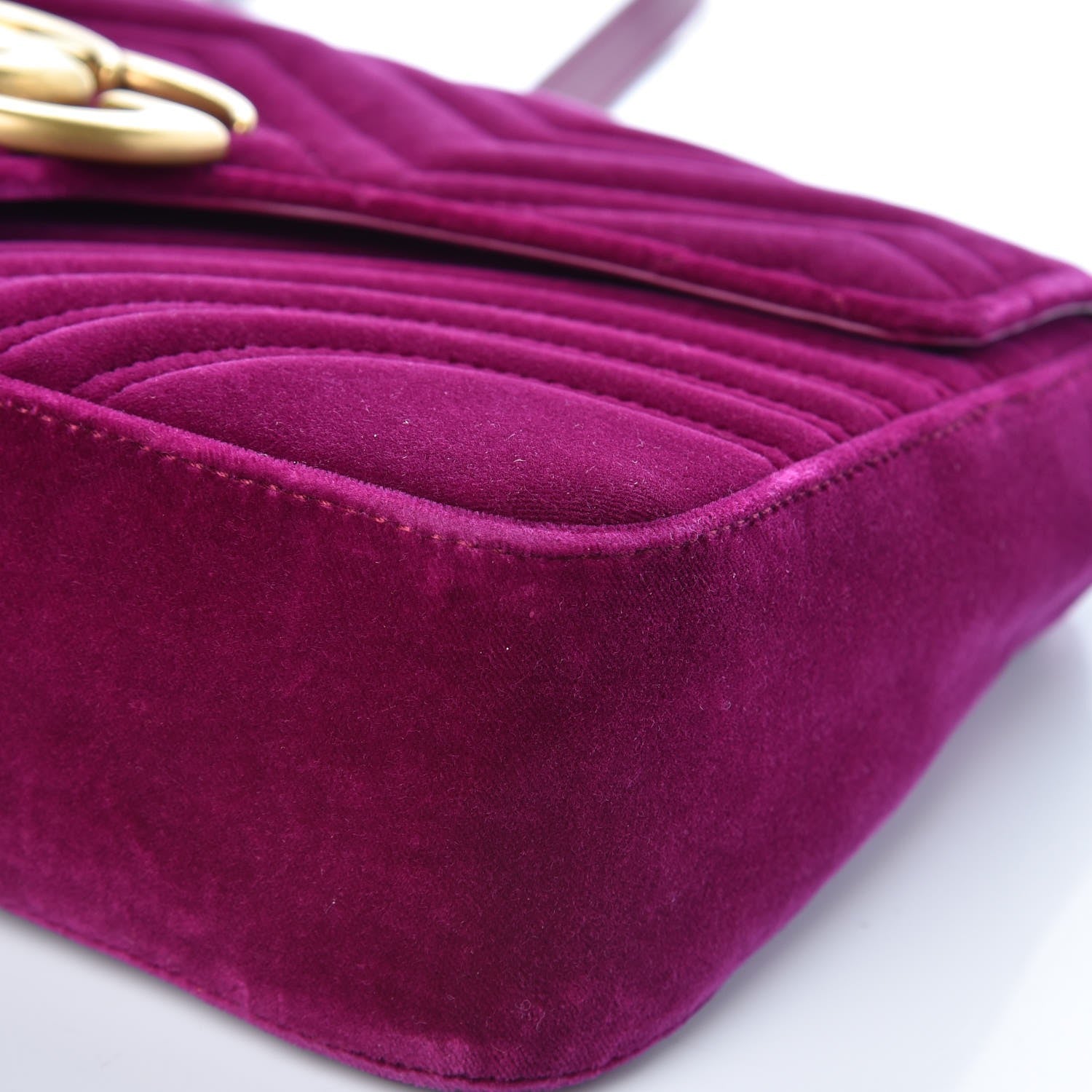 Gucci Velvet Matelasse Medium GG Marmont Shoulder Bag Fuchsia Violet Cyclamen 10 of 12
