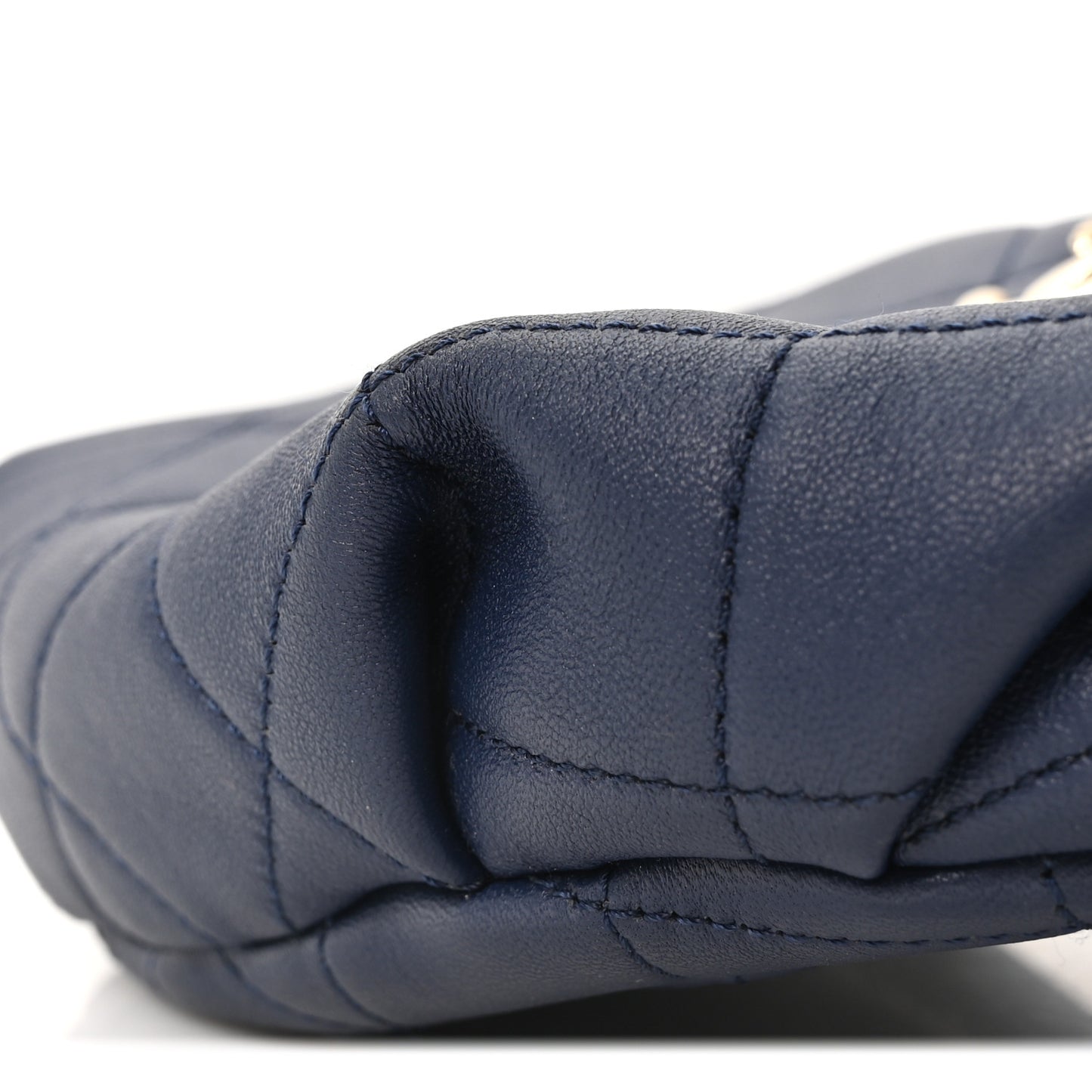 Lambskin  Quilted Resin Bi-Color Waist Bag Fanny Pack Navy Blue