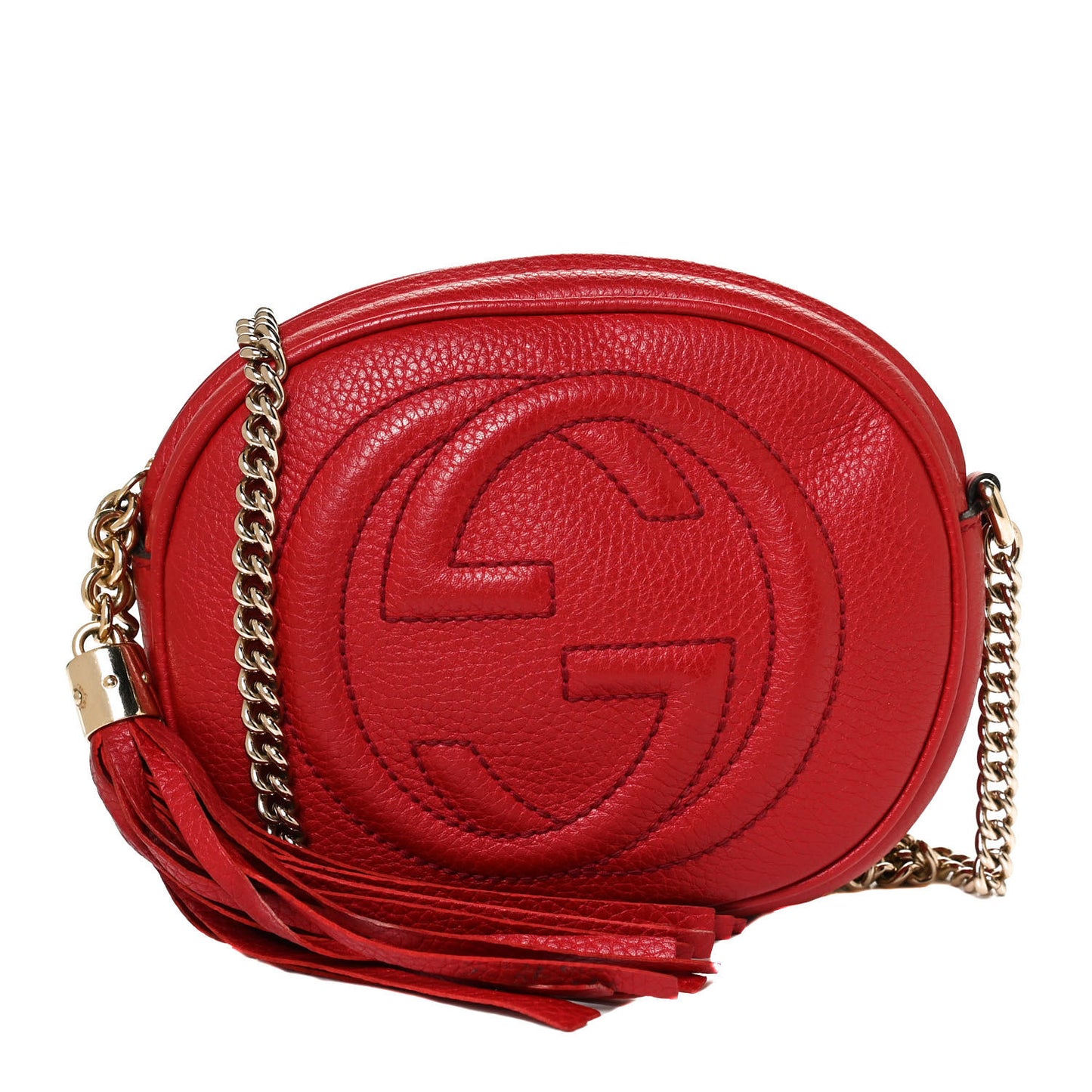 Pebbled Calfskin Mini Soho Chain Bag Tabasco Red