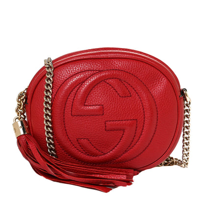 Gucci Pebbled Calfskin Mini Soho Chain Bag Tabasco Red 1 of 14