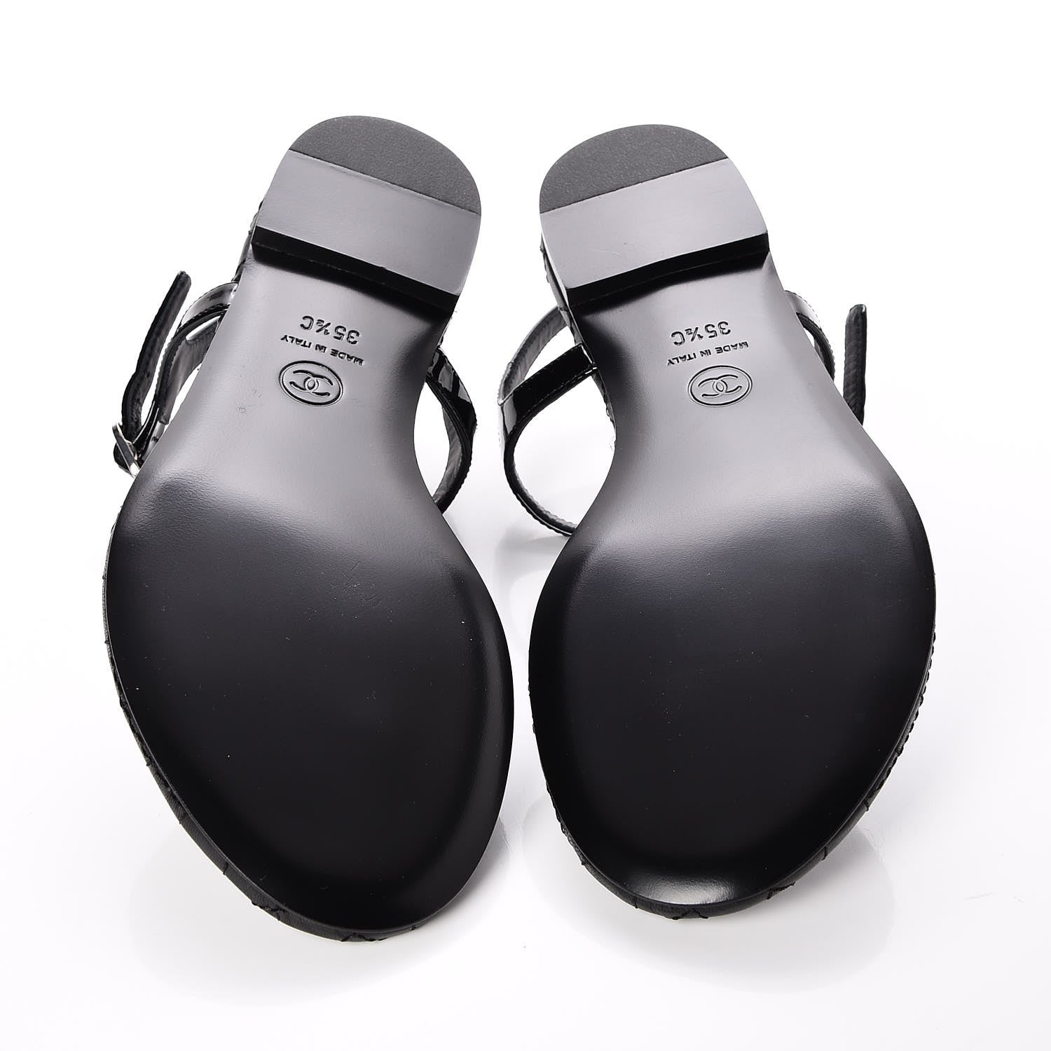 Chanel Patent CC Thong Sandals 35.5 Black 5 of 8