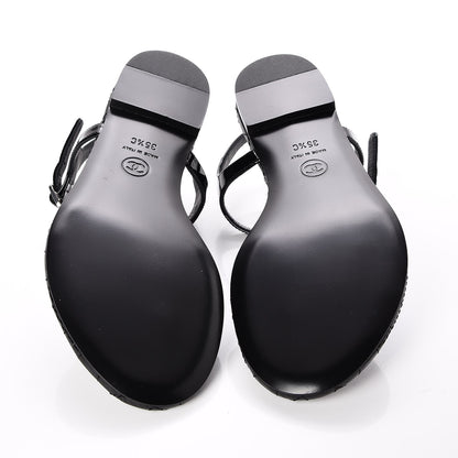 Chanel Patent CC Thong Sandals 35.5 Black 5 of 8