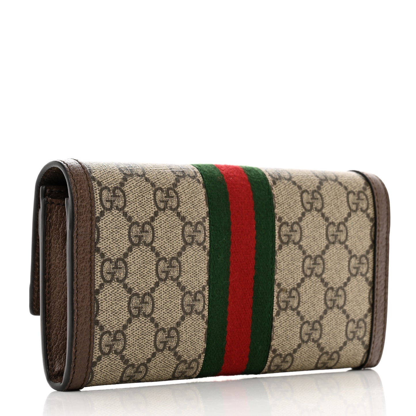 GG Supreme Monogram Web Ophidia Continental Wallet Brown