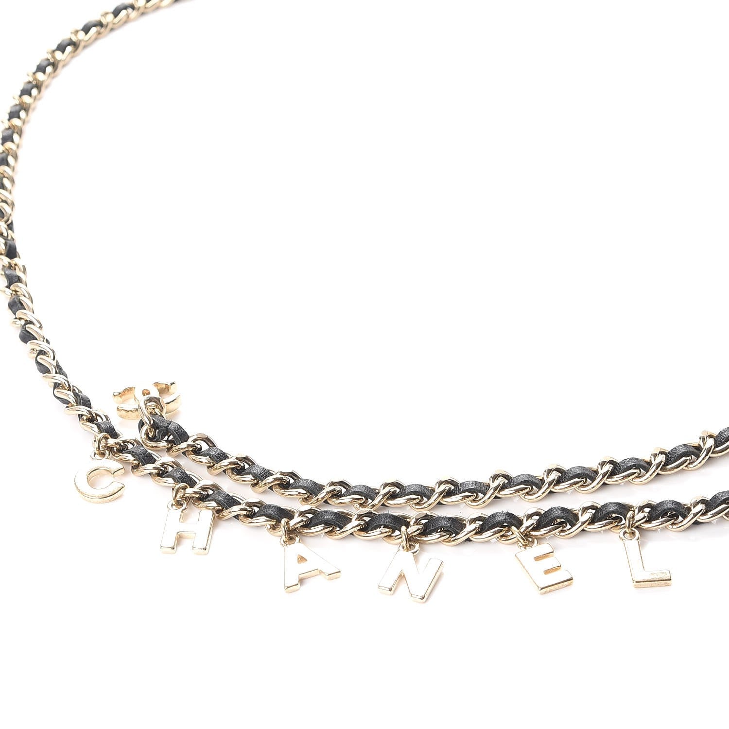 Chanel Lambskin Chain Logo Belt Black Gold 5 of 9