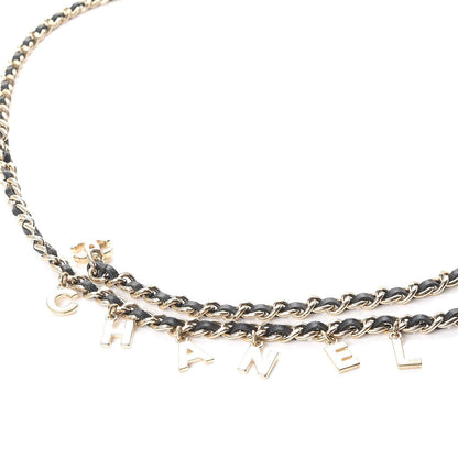 Chanel Lambskin Chain Logo Belt Black Gold 5 of 9