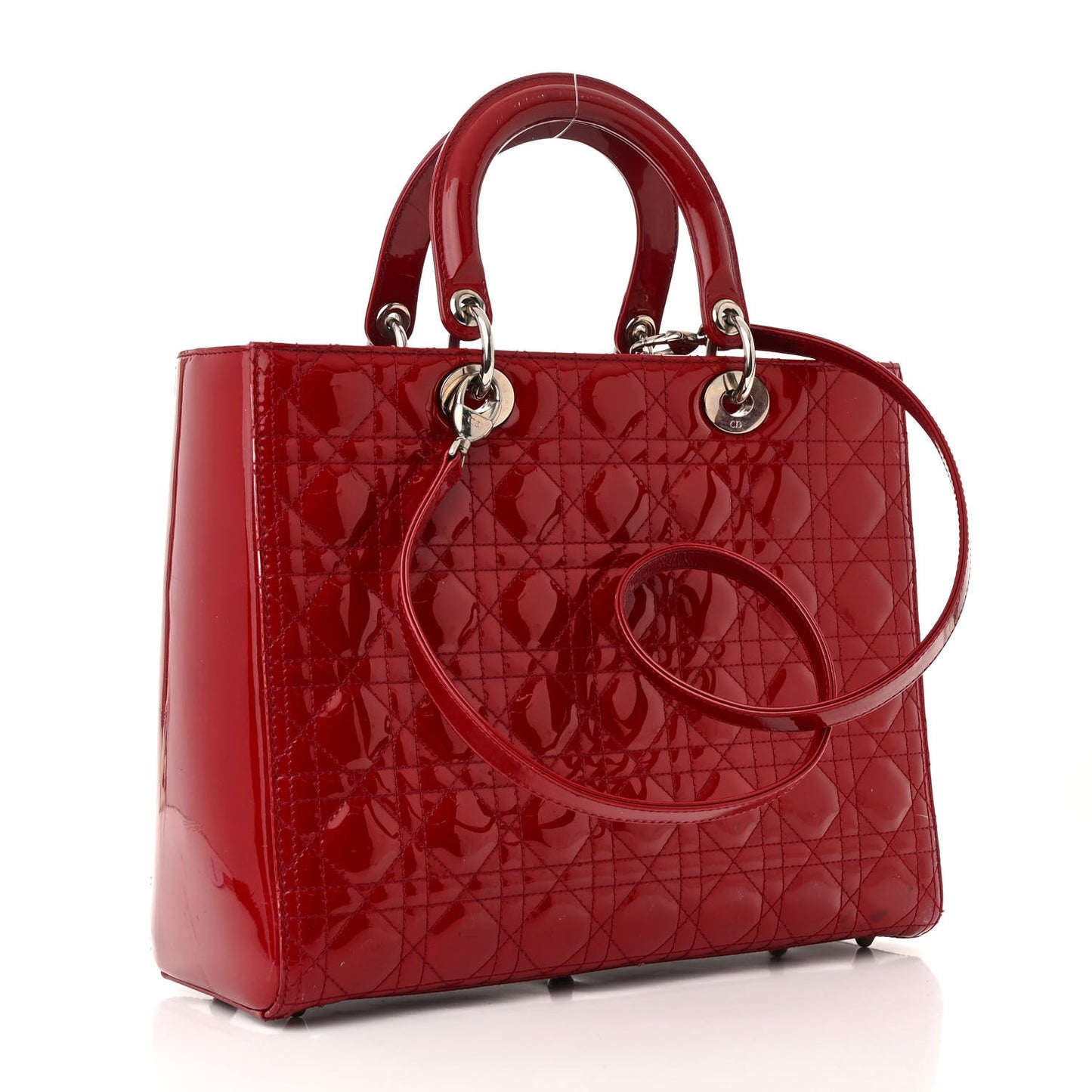 Patent Cannage Large Lady Dior Red