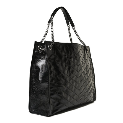 Saint Laurent Crinkled Calfskin Matelasse Monogram Medium Niki Shopper Tote Black 3 of 14