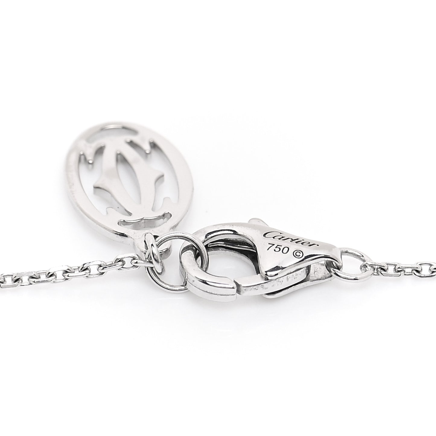 18K White Gold Diamond Symbols Cross Pendant Necklace