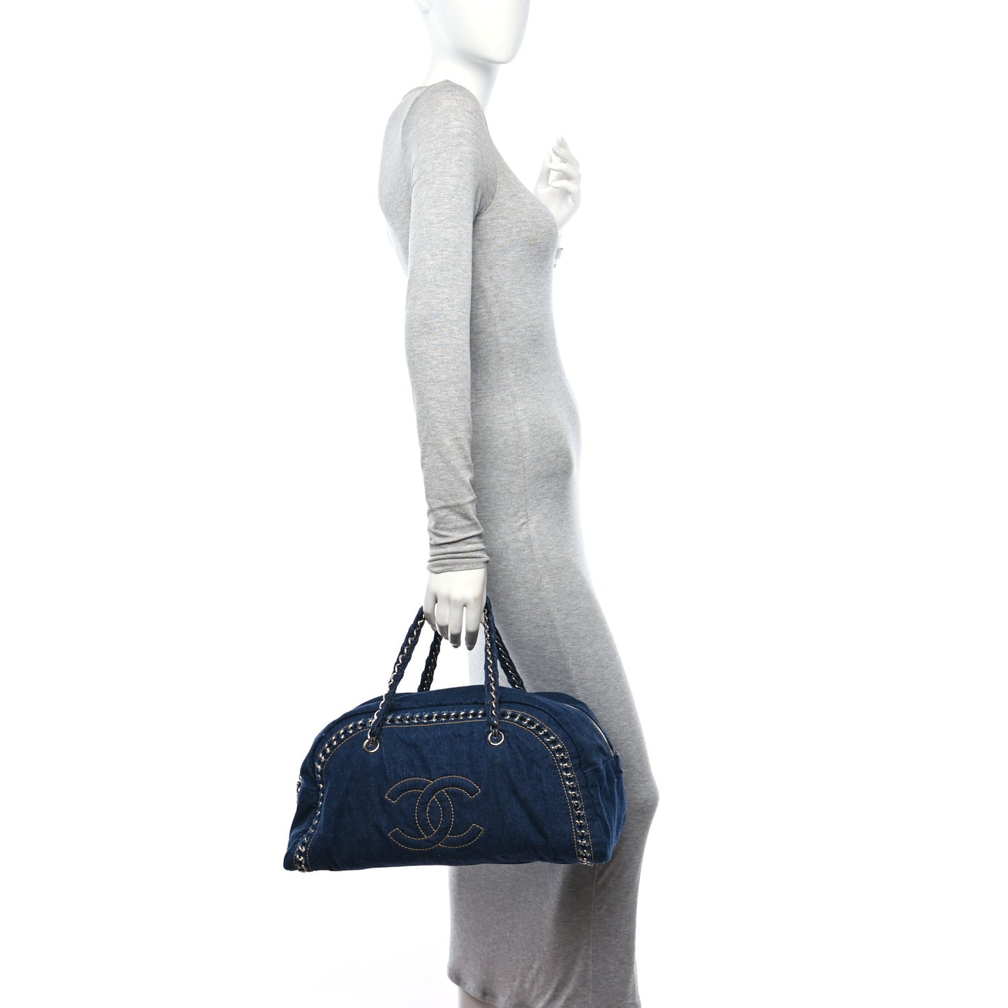 Denim Luxe Ligne Large Bowler Blue Blue