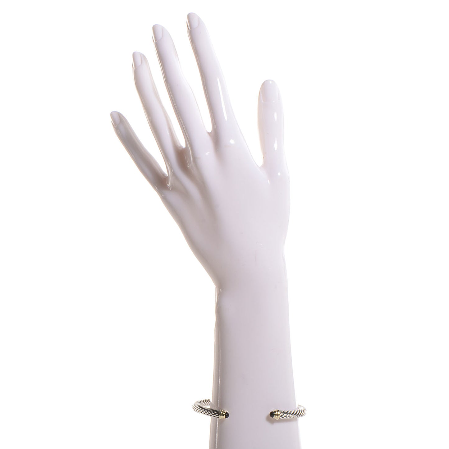 Sterling Silver 14K Yellow Gold Black Onyx 5mm Cable Classics Bracelet
