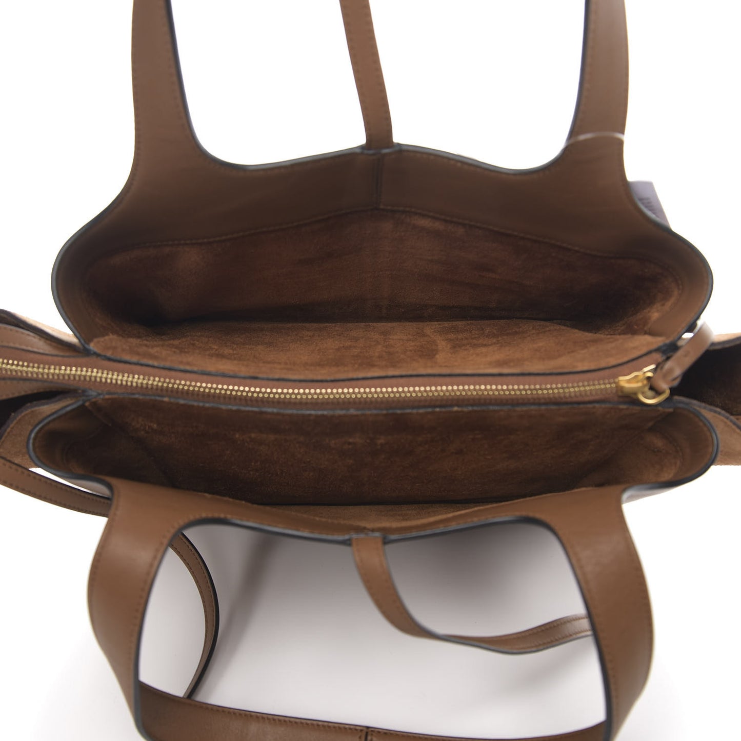 Smooth Calfskin Suede Small Tri-Fold Bag Camel