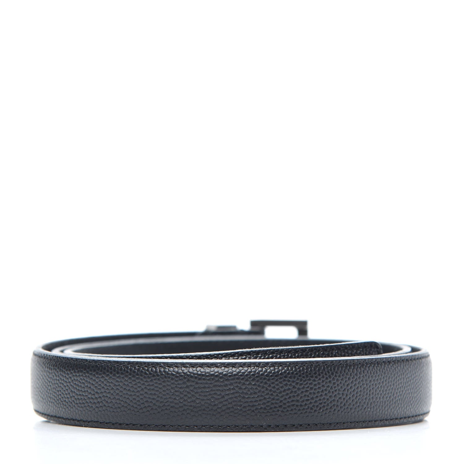 Saint Laurent Grain De Poudre Monogram Passant Buckle Belt 85 Black 2 of 5