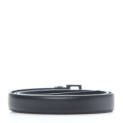 Saint Laurent Grain De Poudre Monogram Passant Buckle Belt 85 Black 2 of 5