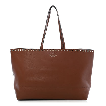 Valentino Garavani Grained Calfskin Rockstud Shoulder Tote Bright Cognac 1 of 14