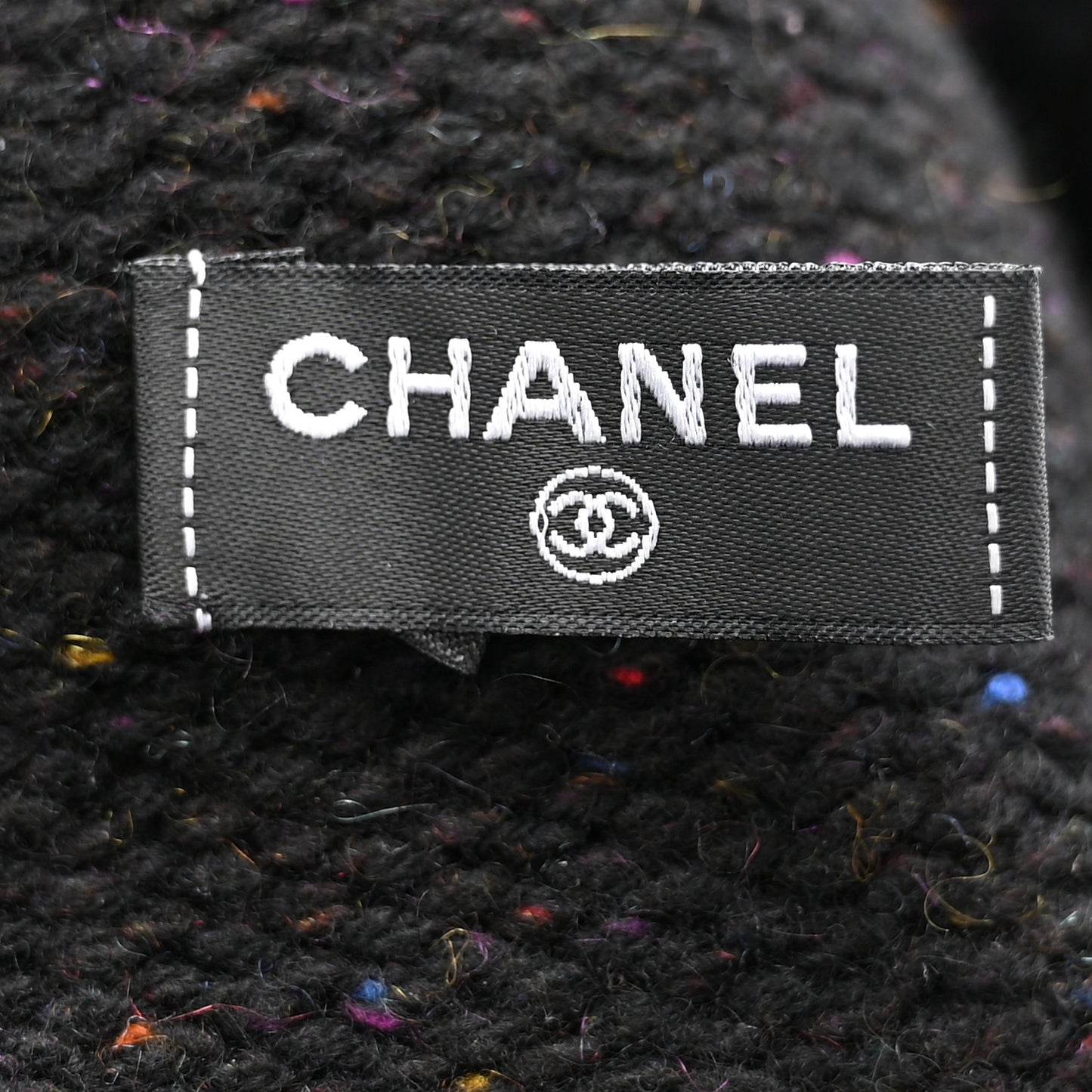 Cashmere Silk CC Beanie Hat Black Ecru