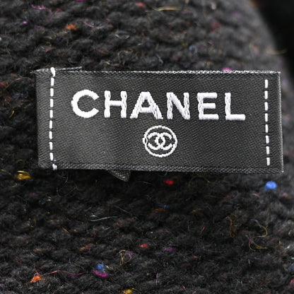 Chanel Cashmere Silk CC Beanie Hat Black Ecru 5 of 6