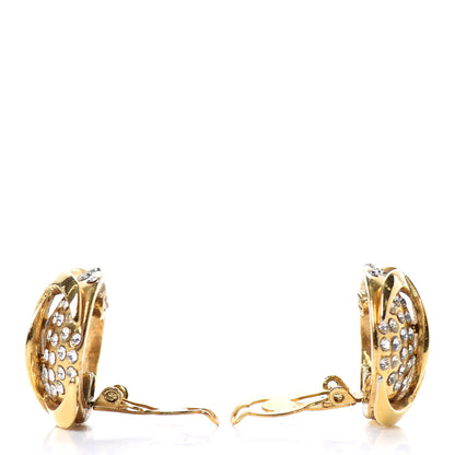 Chanel Crystal CC Clip On Earrings Gold 3 of 4
