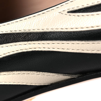 Gucci Malaga Kid Zebra Inlay GG Marmont Fringe Loafer 50mm Pumps 39.5 Mystic White Black 12 of 13