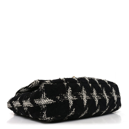 Chanel Tweed Quilted Maxi Chanel 19 Flap Black White 3 of 10