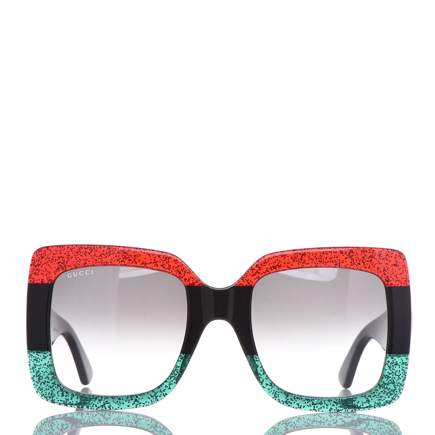 Gucci Square Frame GG0083S Sunglasses Glitter Red Black Green 4 of 7