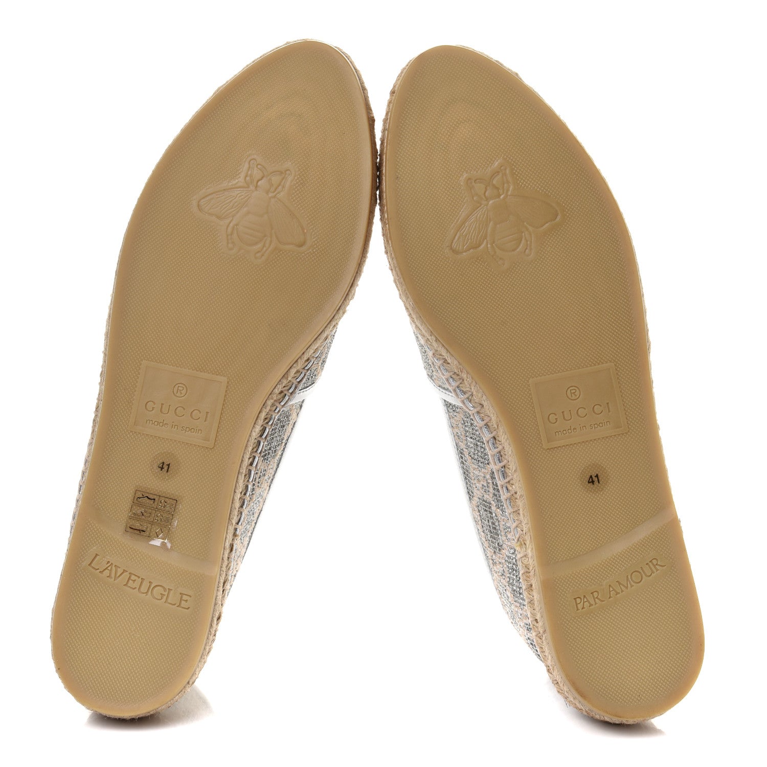 Gucci Lame Nappa GG Monogram Espadrilles 41 Silver Beige 5 of 11