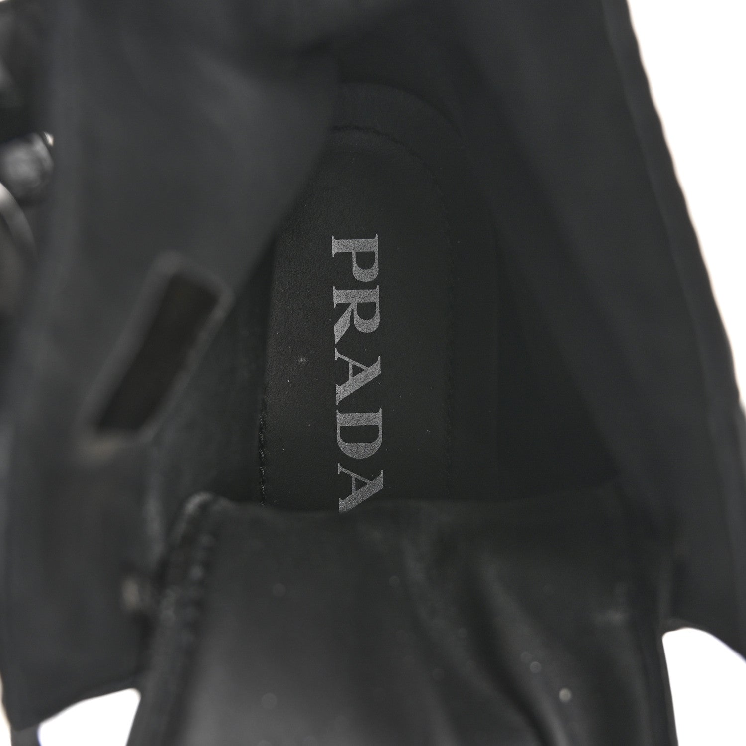 Prada Spazzolato Rois Nylon Metal Triangle Logo Monolith Pouch Pocket 55mm Boots 36.5 Black 8 of 9