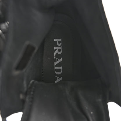 Prada Spazzolato Rois Nylon Metal Triangle Logo Monolith Pouch Pocket 55mm Boots 36.5 Black 8 of 9