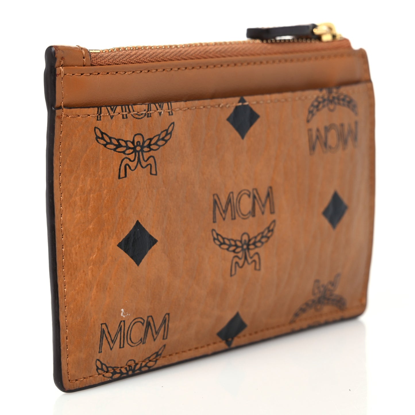 Calfskin Visetos Patricia Mini Card Holder Cognac