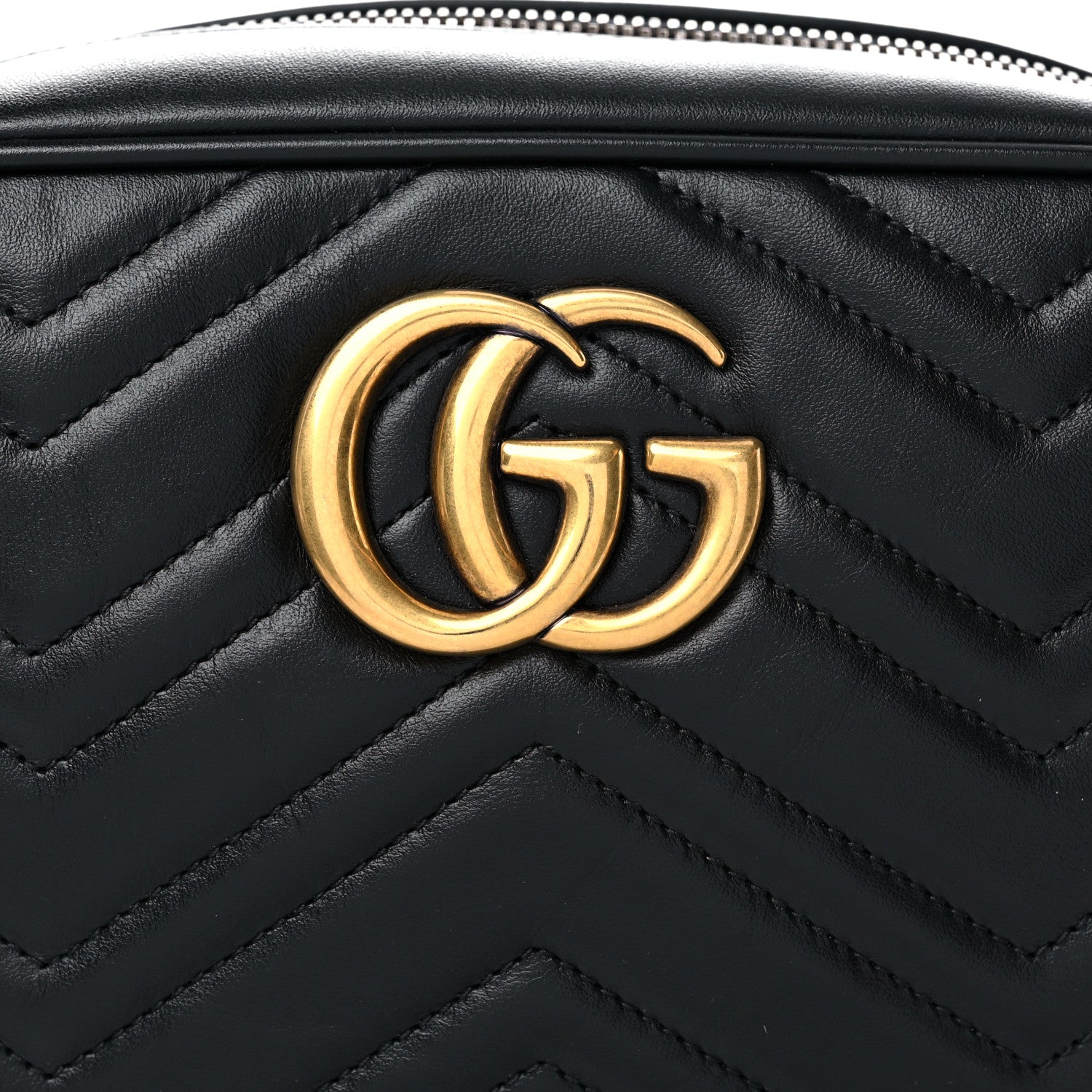 Gucci Calfskin Matelasse Small GG Marmont Chain Shoulder Bag Black 10 of 10