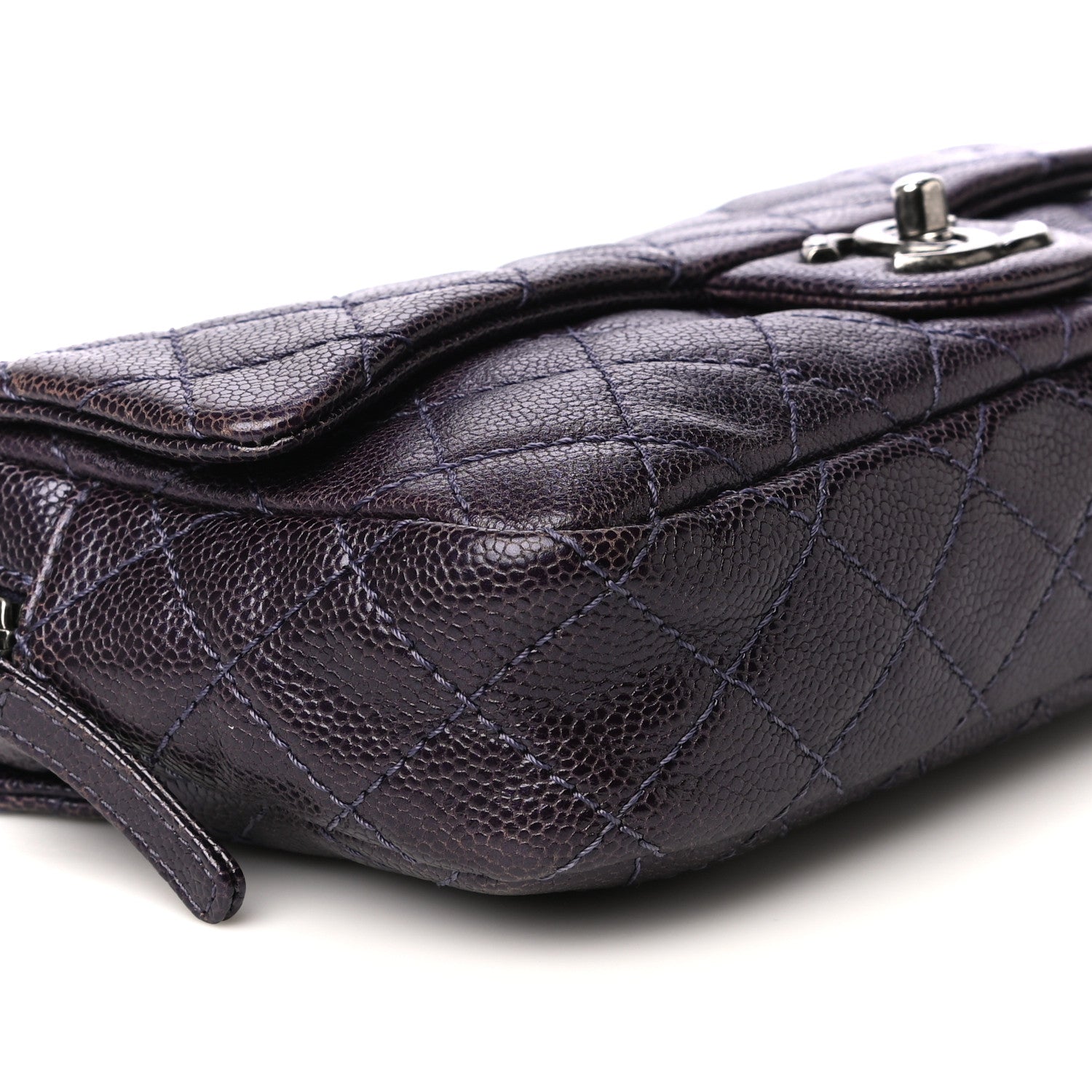 Chanel Caviar Quilted Jumbo Easy Flap Purple 9 of 11