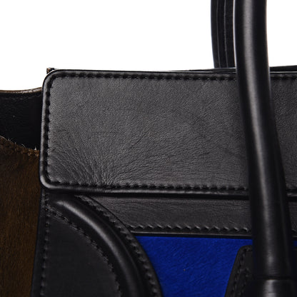Celine Pony Hair Mini Tri-Color Luggage Royal Blue 18 of 22