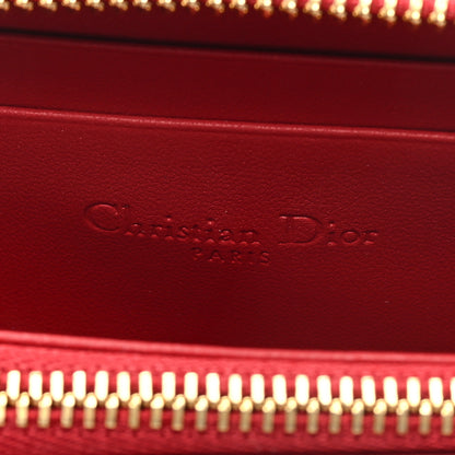 Christian Dior Lambskin Cannage Dioramour Small Lady Dior Voyageur Coin Purse Wallet Spicy Red 6 of 7