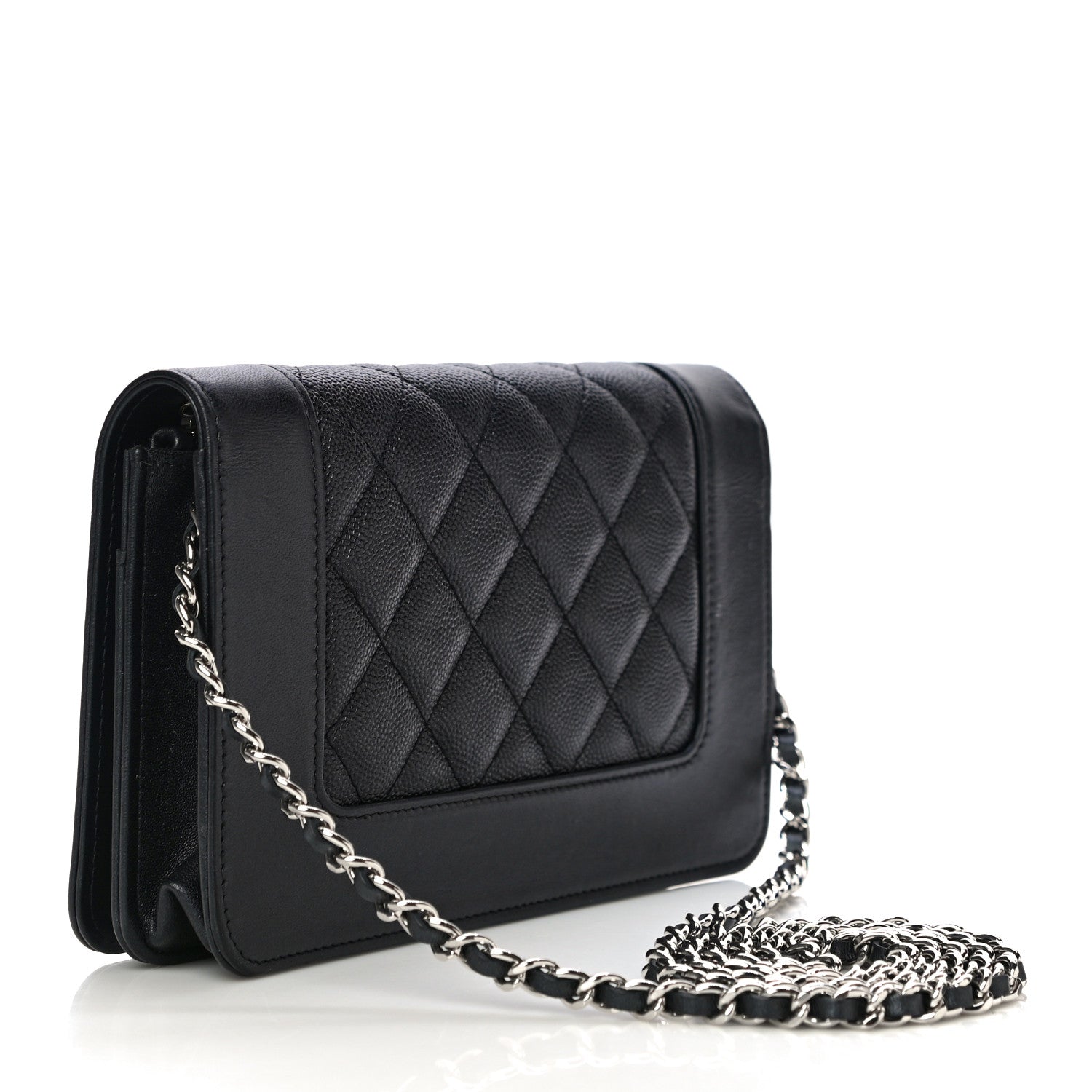Chanel Caviar Quilted Vintage Mademoiselle Wallet On Chain WOC Black 3 of 20