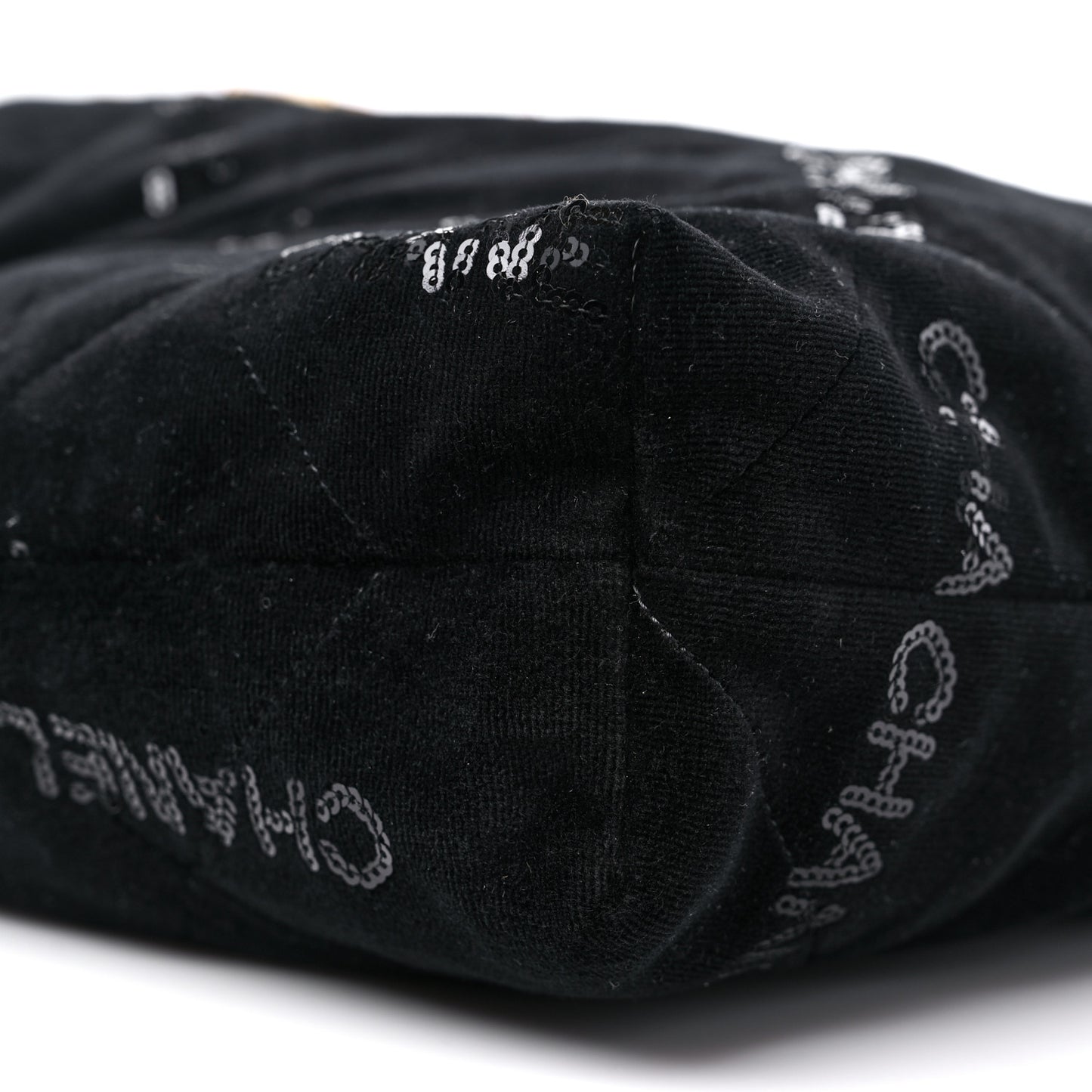 Velvet Sequin Quilted Chanel 22 Black