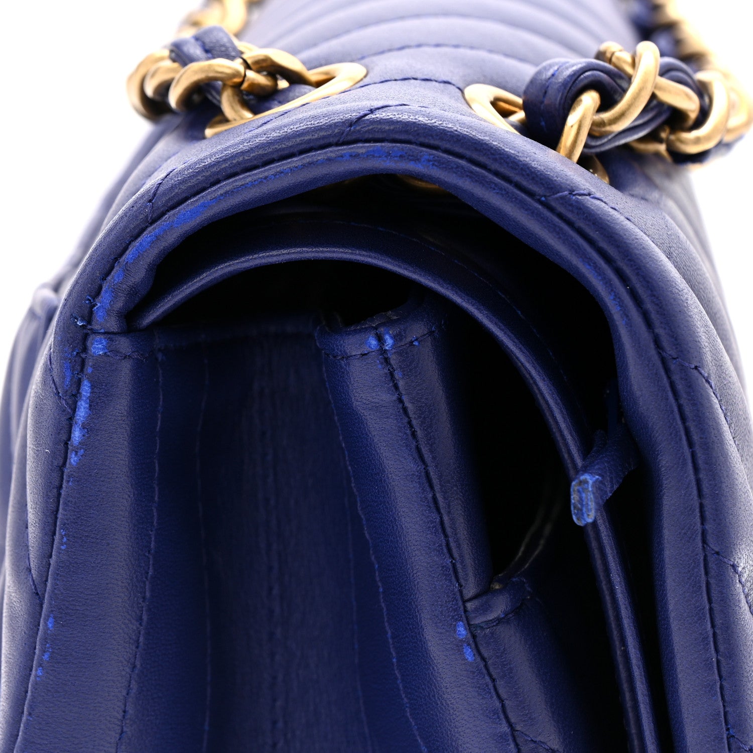 Chanel Lambskin Chevron Quilted Jumbo Double Flap Navy Blue 11 of 11