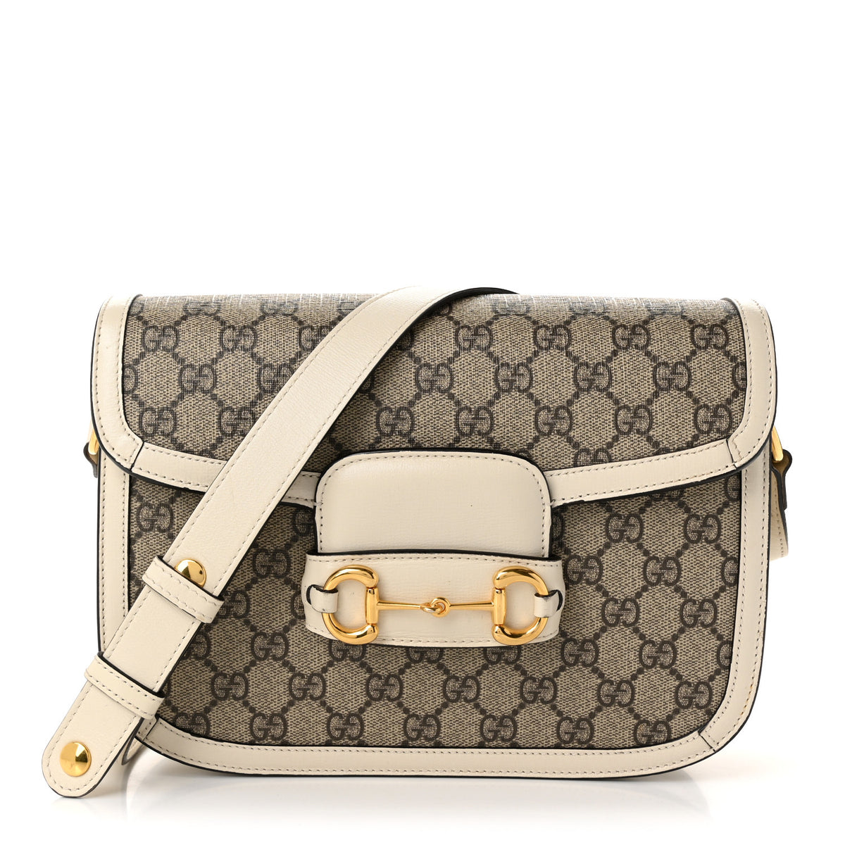 Gucci GG Supreme Monogram Horsebit 1955 Shoulder Bag Beige Mystic White 2 of 19
