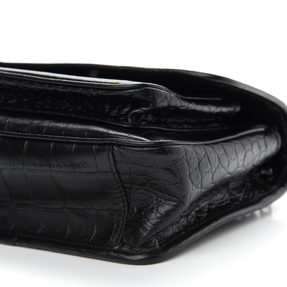 Saint Laurent Calfskin Crocodile Embossed Matelasse Monogram Baby Niki Chain Satchel Black 9 of 9