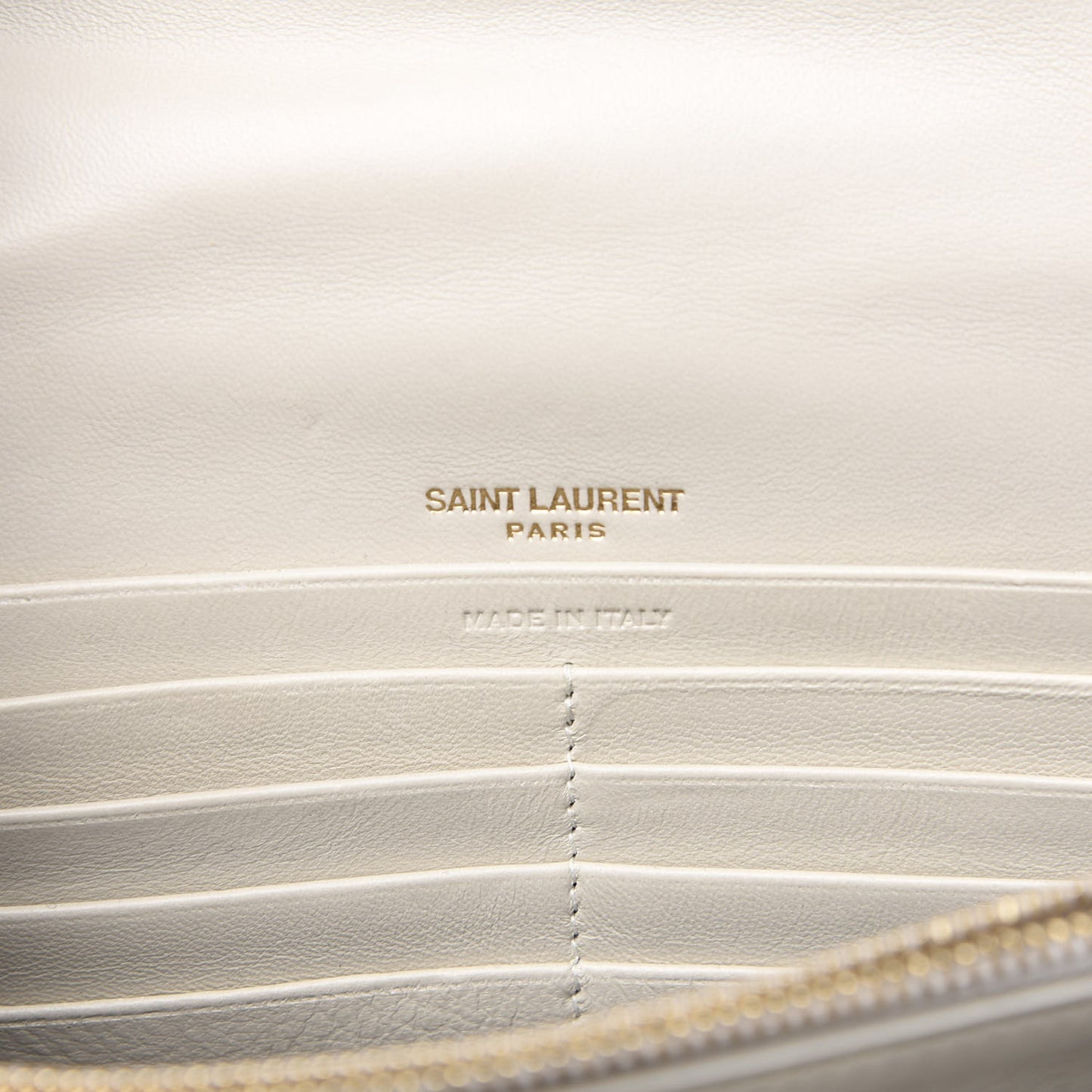 Lambskin Matelasse Monogram Vicky Chain Wallet Off White