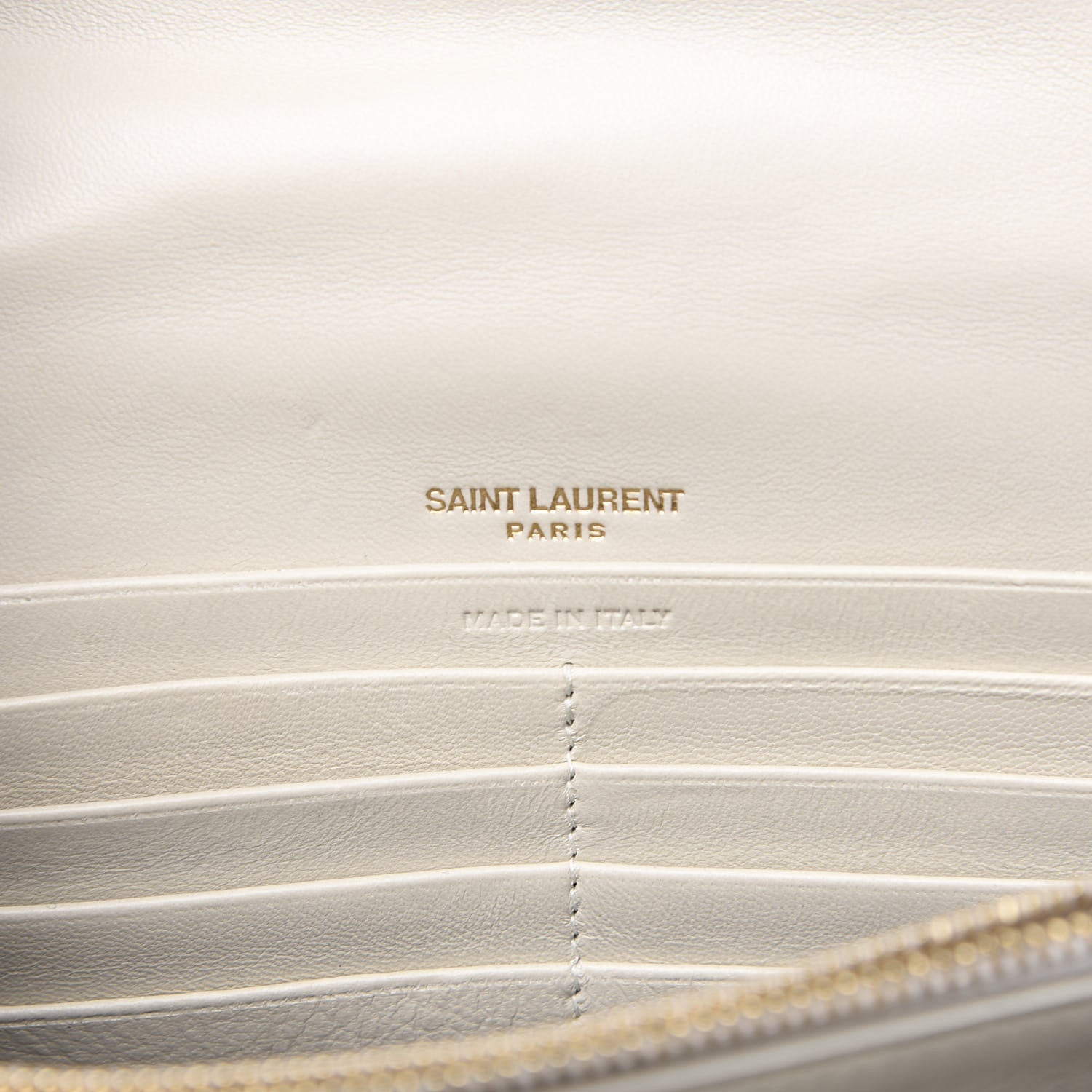 Saint Laurent Lambskin Matelasse Monogram Vicky Chain Wallet Off White 5 of 8