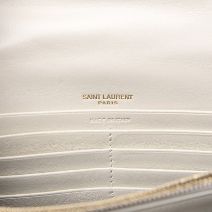 Saint Laurent Lambskin Matelasse Monogram Vicky Chain Wallet Off White 5 of 8