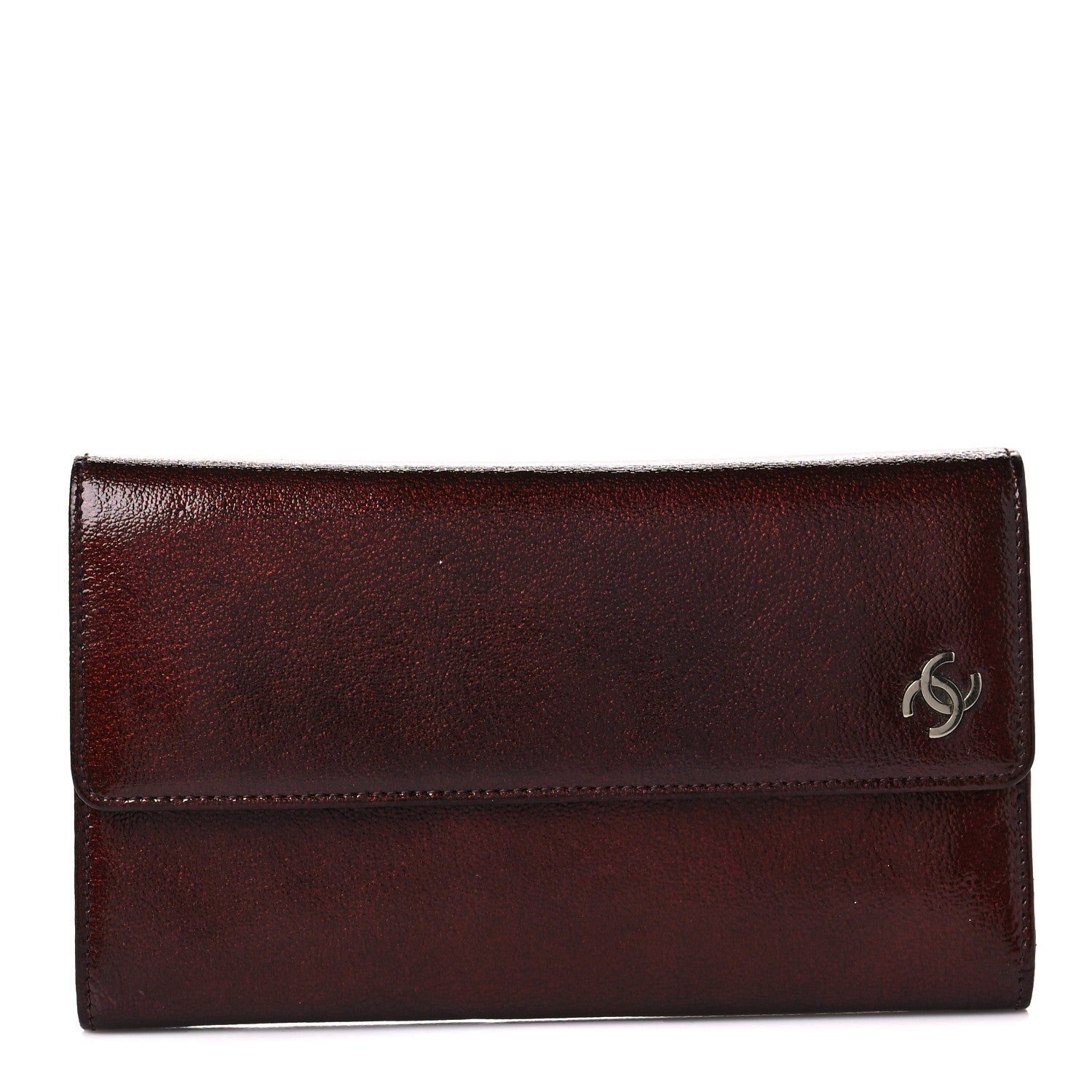 Chanel Glazed Goatskin CC Continental Wallet Burgundy 1 of 9
