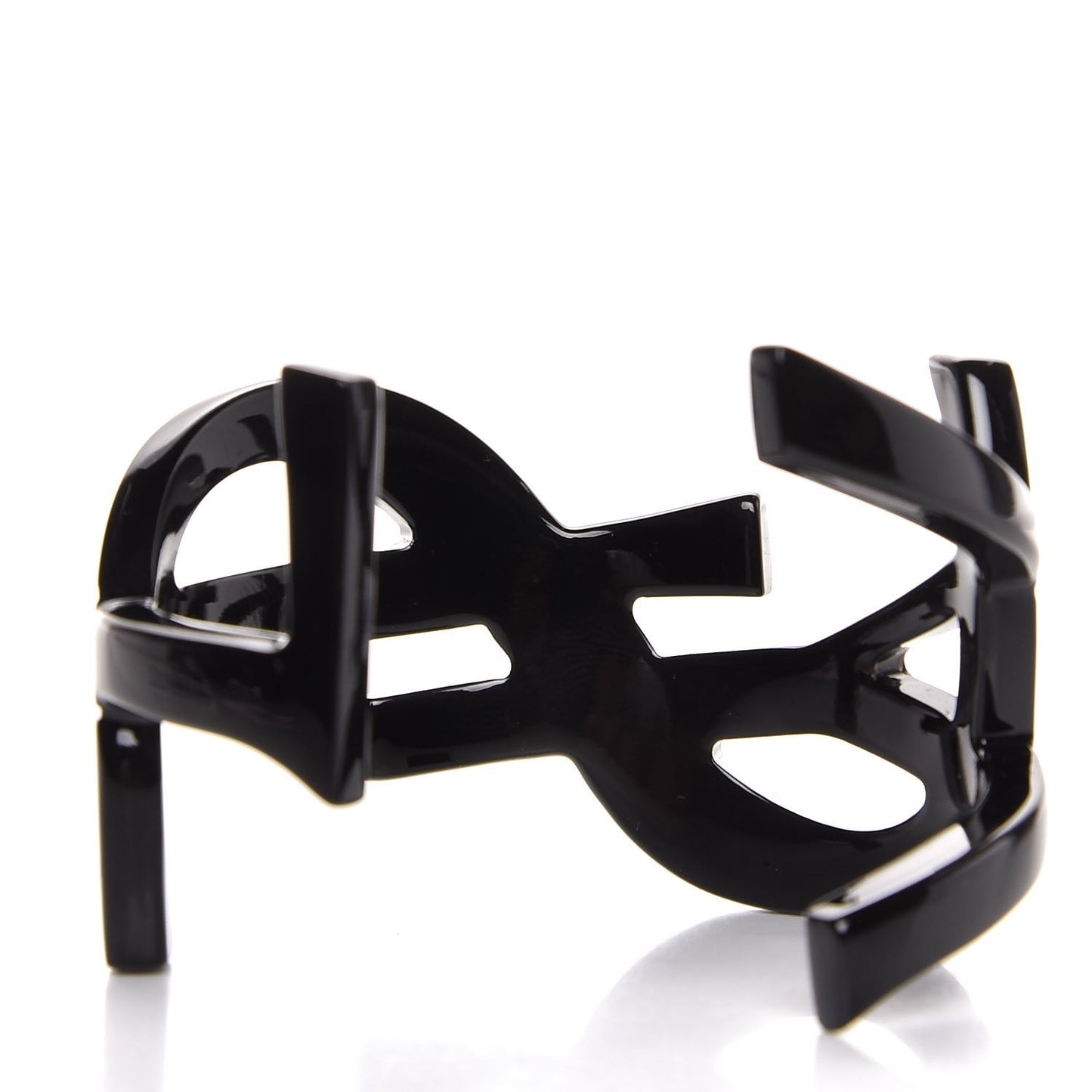 Brass Monogram Medium Cuff Bracelet Black