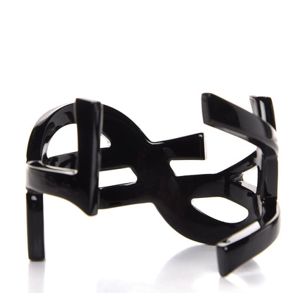 Saint Laurent Brass Monogram Medium Cuff Bracelet Black 3 of 4