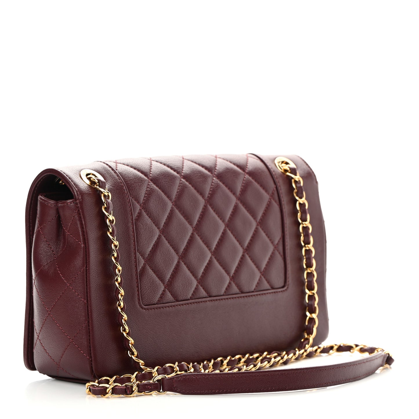 Sheepskin Quilted Vintage Mademoiselle Flap Dark Red