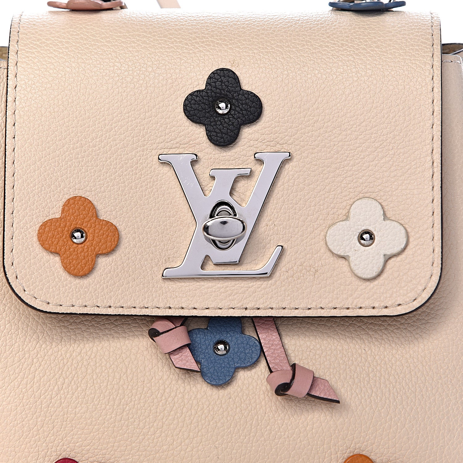 Louis Vuitton Calfskin Flowers Lockme Mini Backpack Creme 7 of 10