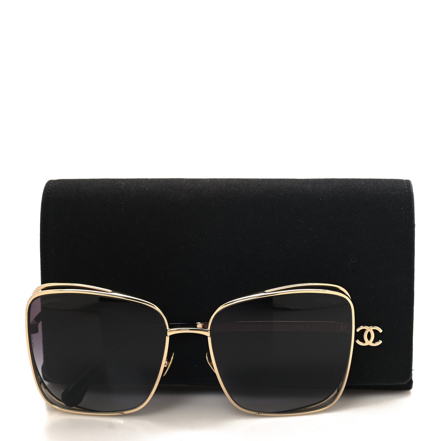 Metal Logo Square Sunglasses 71541 Gold