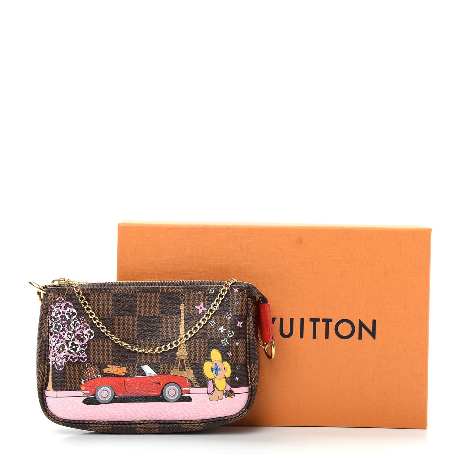 Damier Ebene 2019 Christmas Animation Mini Pochette Accessories Red